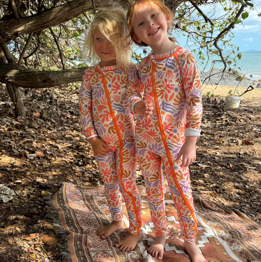 Kids stinger suit Australia full body protection reef print
